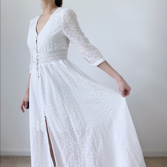 HARPER Crocheted  Maxi Dress - WHITE - Picture 5 of 8